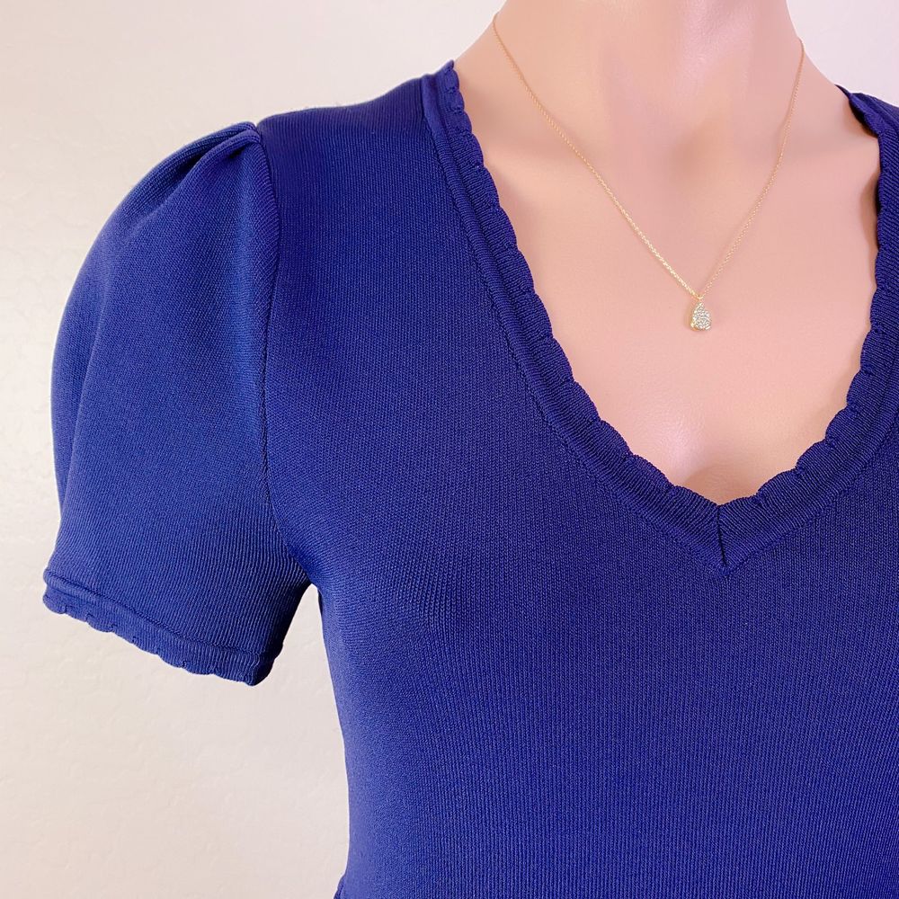 RACHEL PARCELL Navy Puffy Scallop Sweater Dress S - Picture 3 of 12